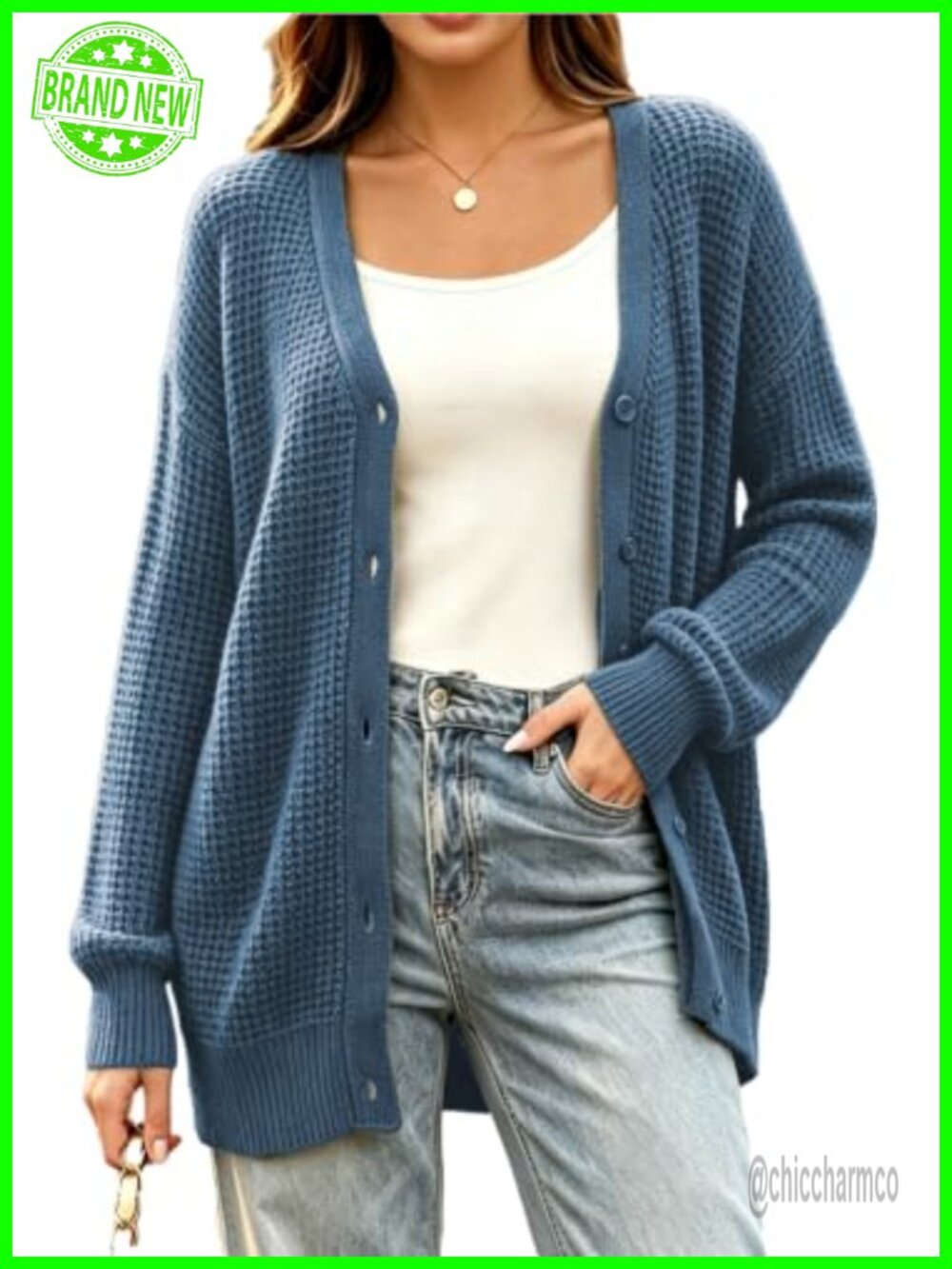 Oversized Chunky Knit Cardigan Button Up V Neck Sweater Coat